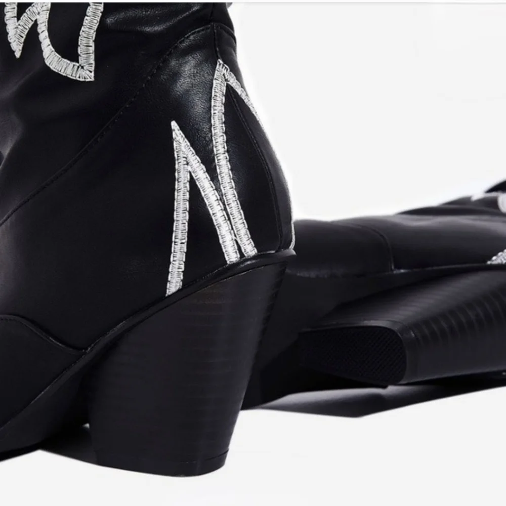 Cape Robbin Kelsey Thigh High Over The Knee Cowboy Boots Blk & White New Size 6